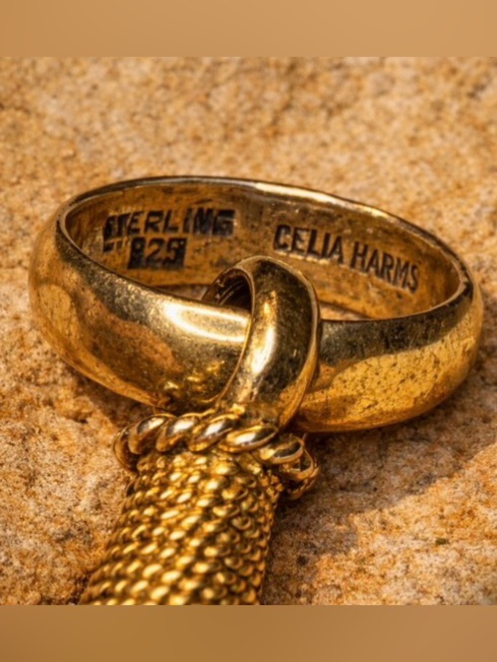 Signed Celia Harms Fish, Gemstone Fob/Pendant • Gold Vermeil over .925 • 62.9g - Picture 4 of 7